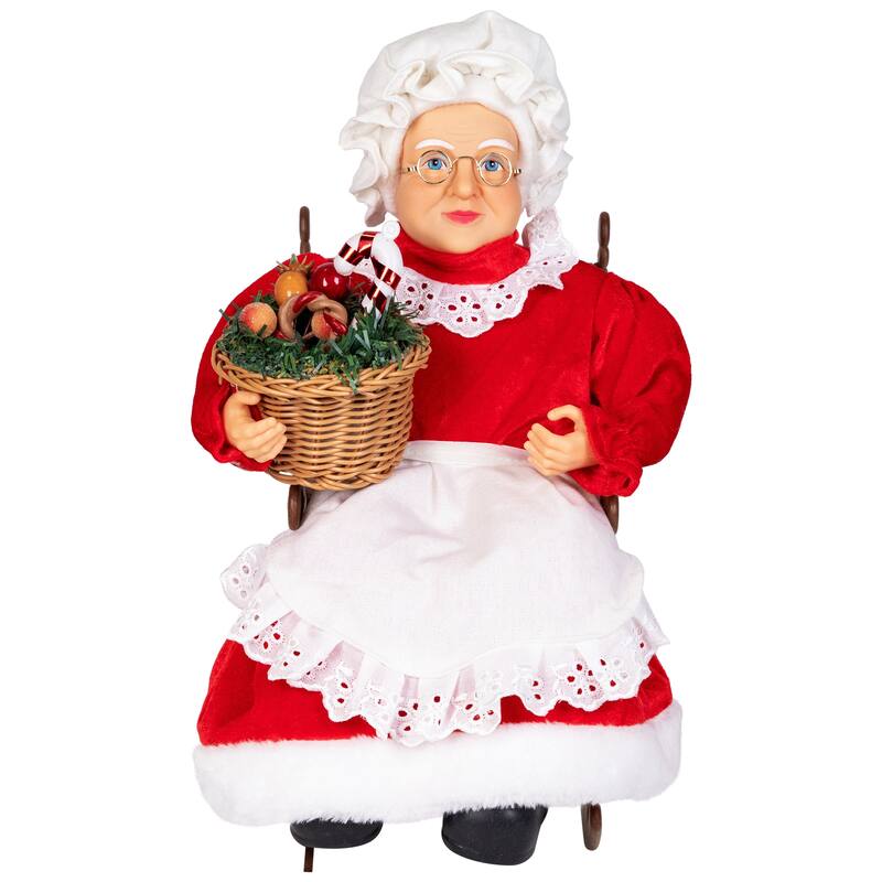 Animated Musical Mrs. Claus in Rocking Chair Christmas Decoration - 14"