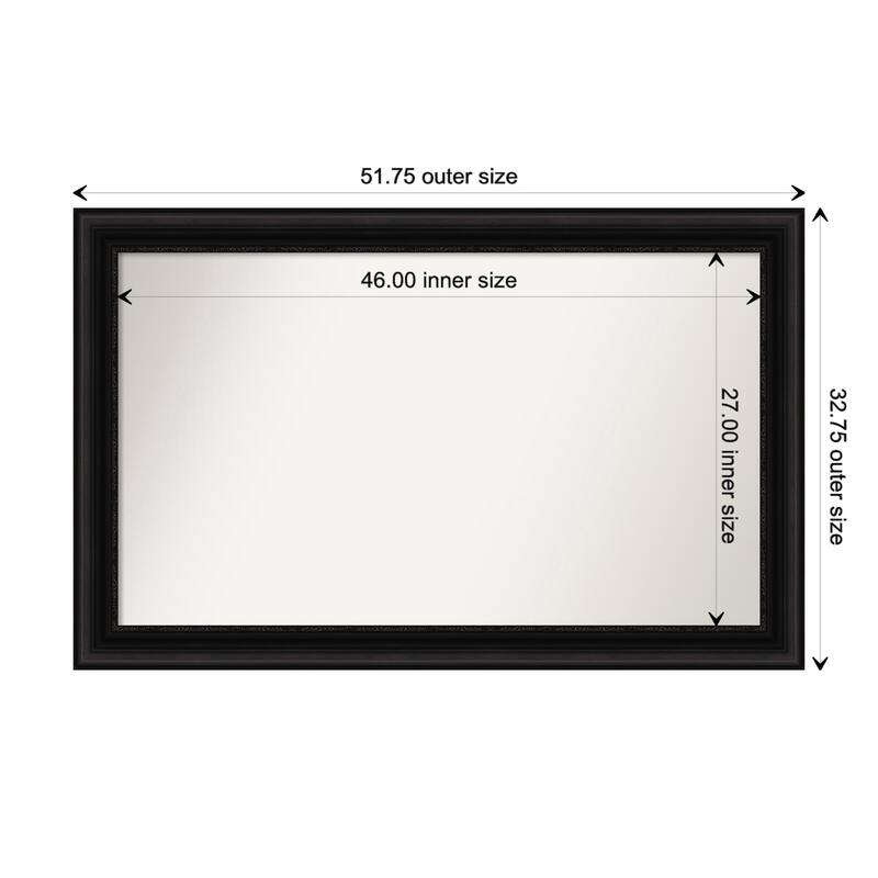 Parlor Black Framed Non-Beveled Custom Wall Mirror, Bathroom Vanity Mirror - Outer Size: 51.75 x 32.75
