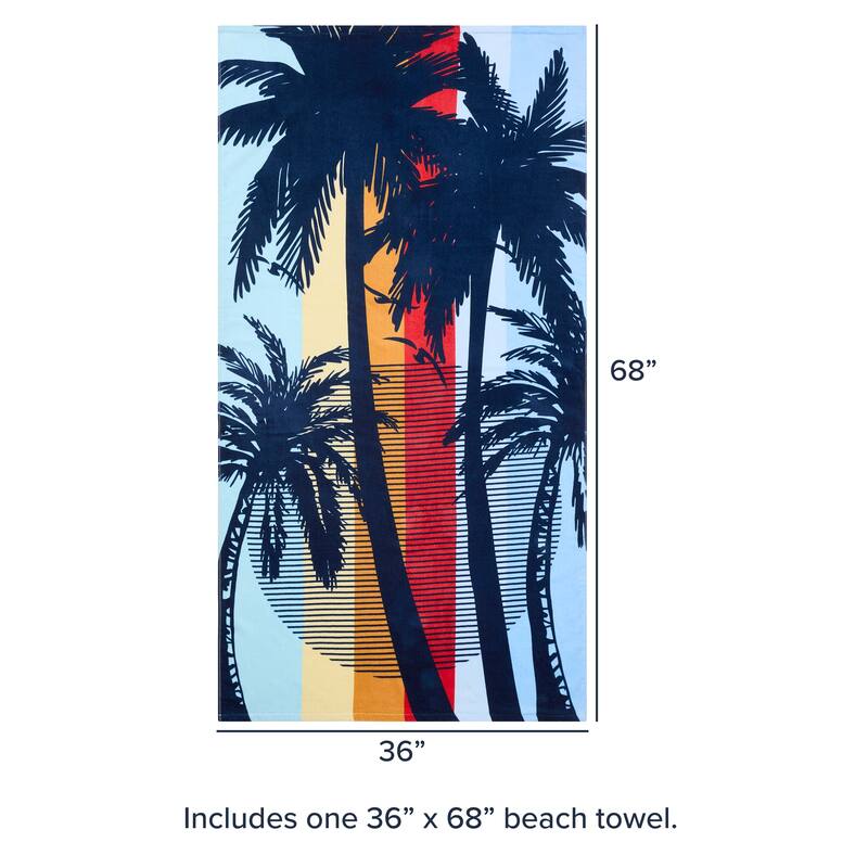 Lucky Brand Navy 36" x 68" 100% Cotton Beach Towel - 36" x 68"