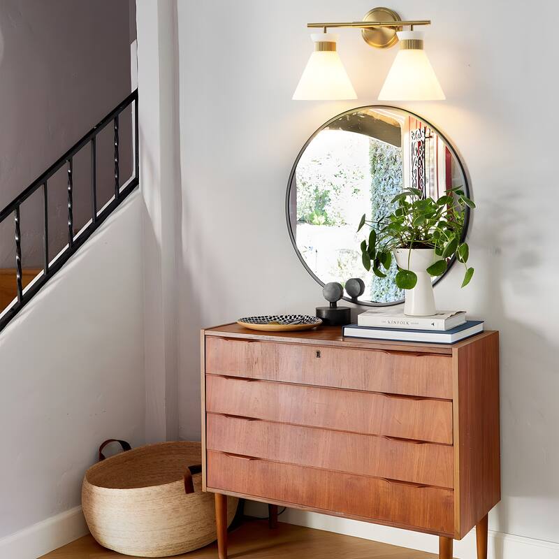 Dimmable Bathroom Vanity Light with Glass Shade