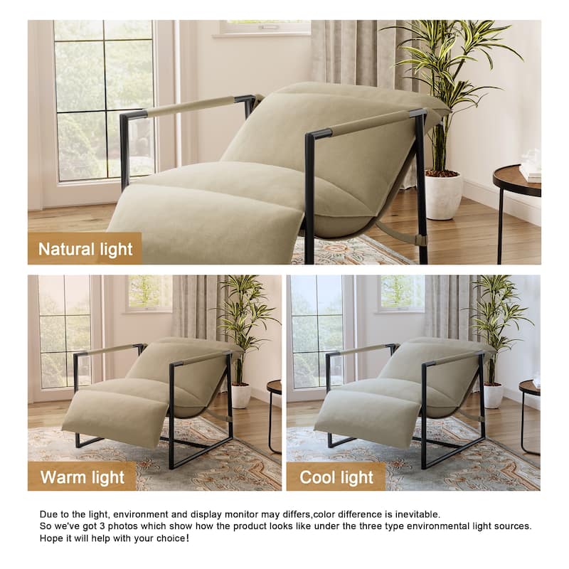 Metal Sling Accent Chair Armchair with Adjustable Headrest