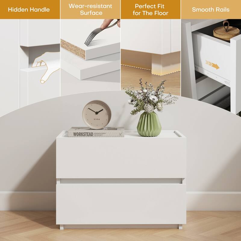 23.62"W Wood 2-Drawer Nightstand