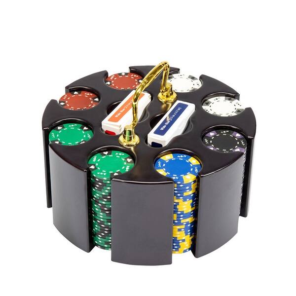 slide 1 of 1, Pre-Pack - 200 Ct Ace King Suited Chip Set Wooden Carousel - As Pictured