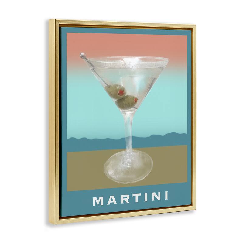 Stupell Martini over Muted Tones Framed Floater Canvas Wall Art Design By Matthew Piotrowicz