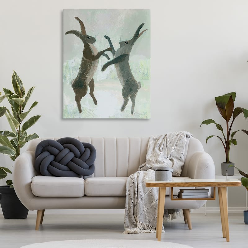Stupell Boxing Hares Impression Canvas Wall Art Design By Kay Widdowson