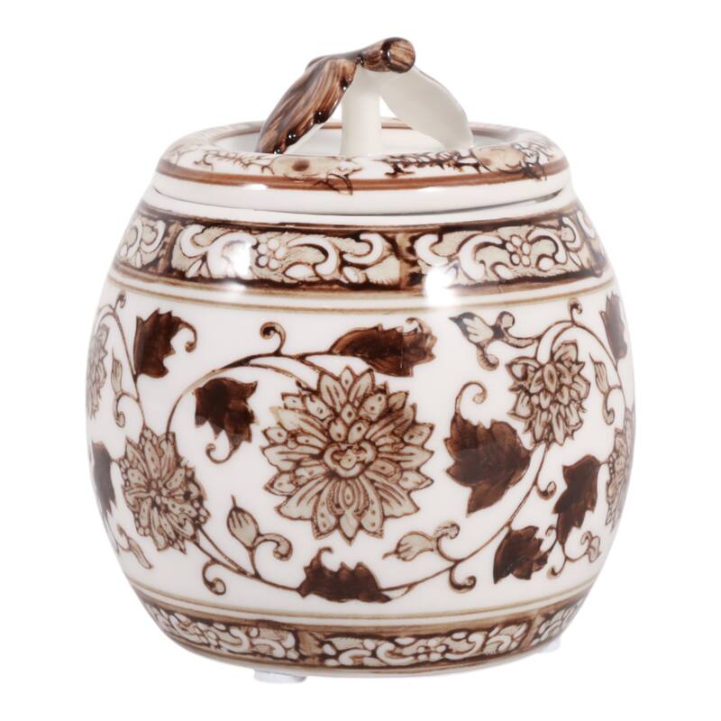 Modern Chinoiserie Ceramic Candle with Lid - Peony Scented Candle