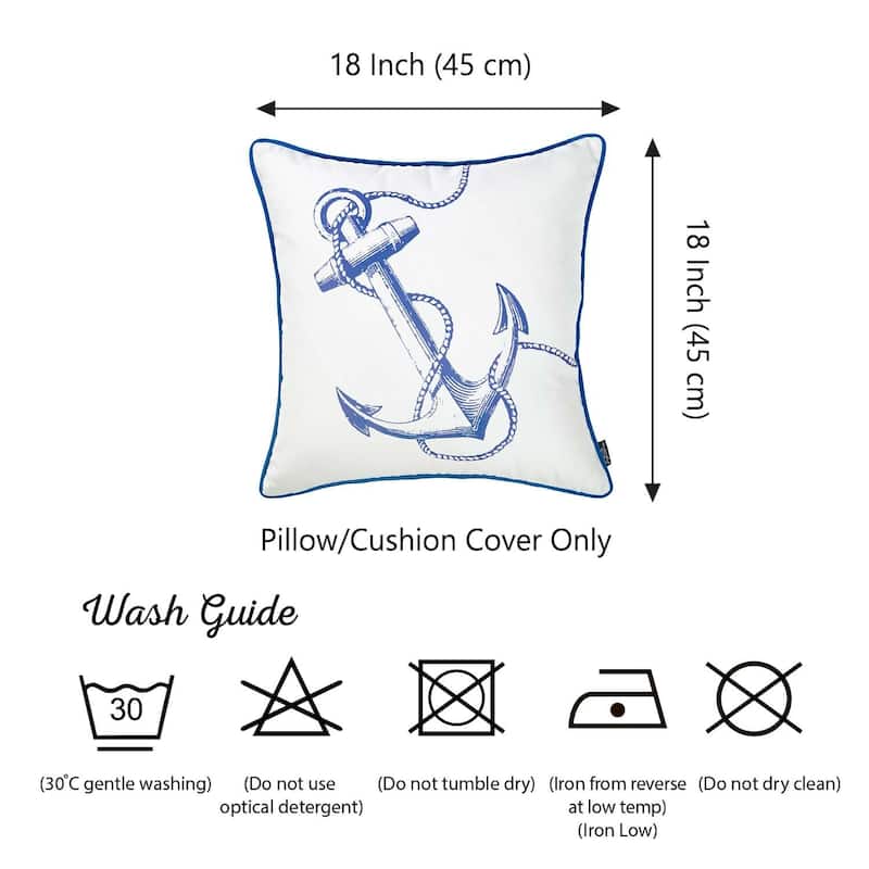 Nautica Anchor Printed 18" Throw Pillow Cover (Set of 2)