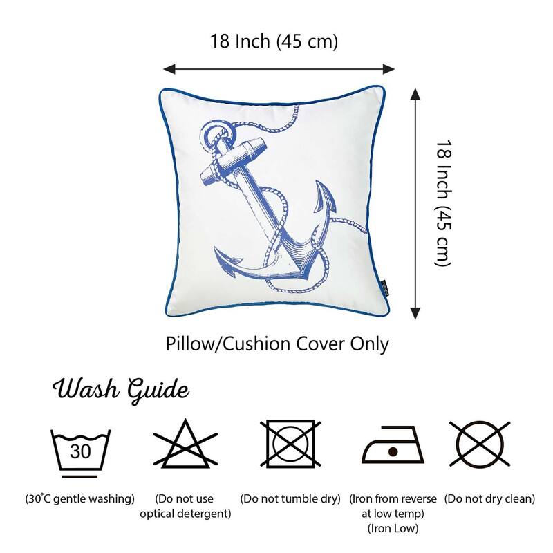 Nautica Anchor Printed 18" Throw Pillow Cover (Set of 4)
