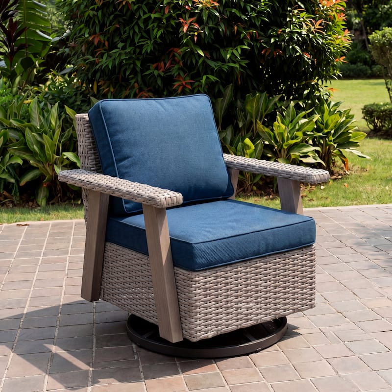 Cozywor Wicker Patio Outdoor Rocking Chair Swivel Lounge Chair