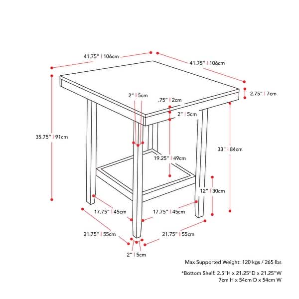 CorLiving Tuscany Washed Grey Counter Height Dining Table Bed Bath
