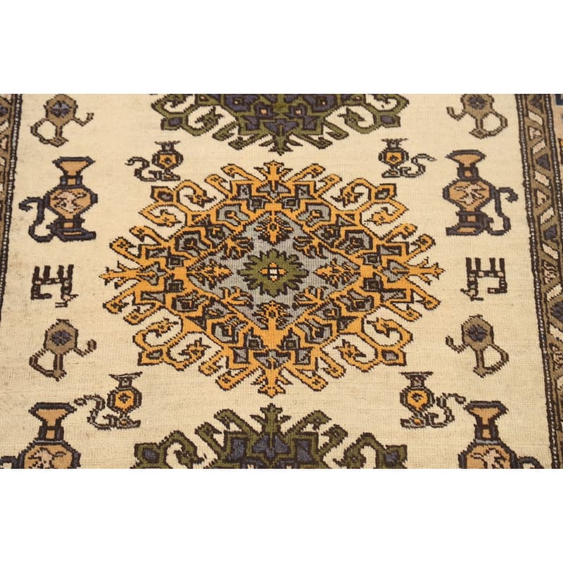 Traditional Geometric Bakhtiari Persian Area Rug Handmade Wool Carpet - 3'7" x 5'4"