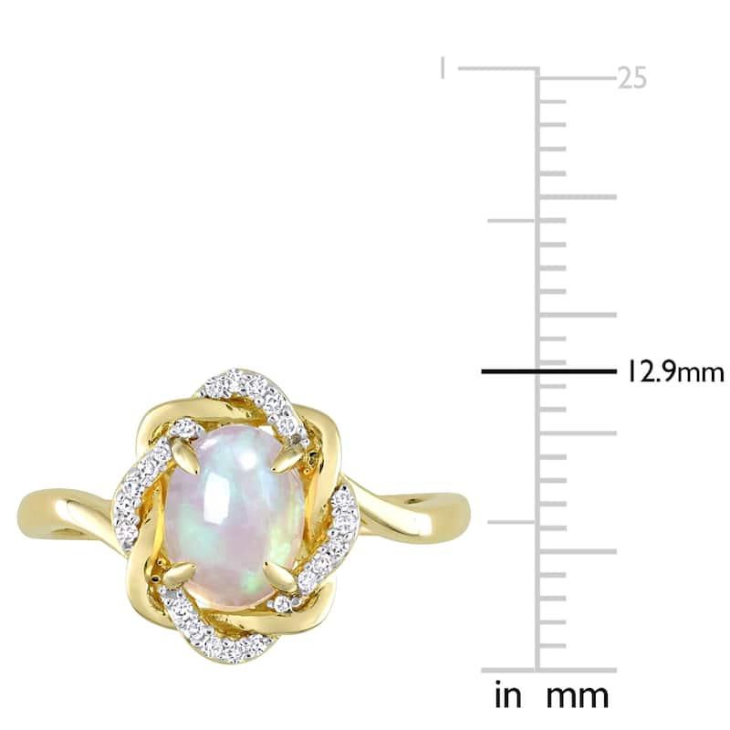 Miadora 1/10ct TDW Diamond and Ethiopian Opal-Blue Fashion Ring 10K Yellow Gold
