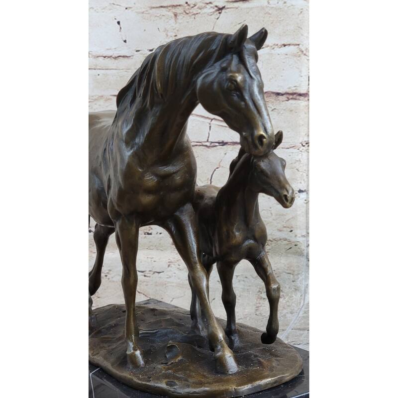 Vintage Detailed Bronze Horse Foal Figure Cast Solid Metal Statue Colt Figurine