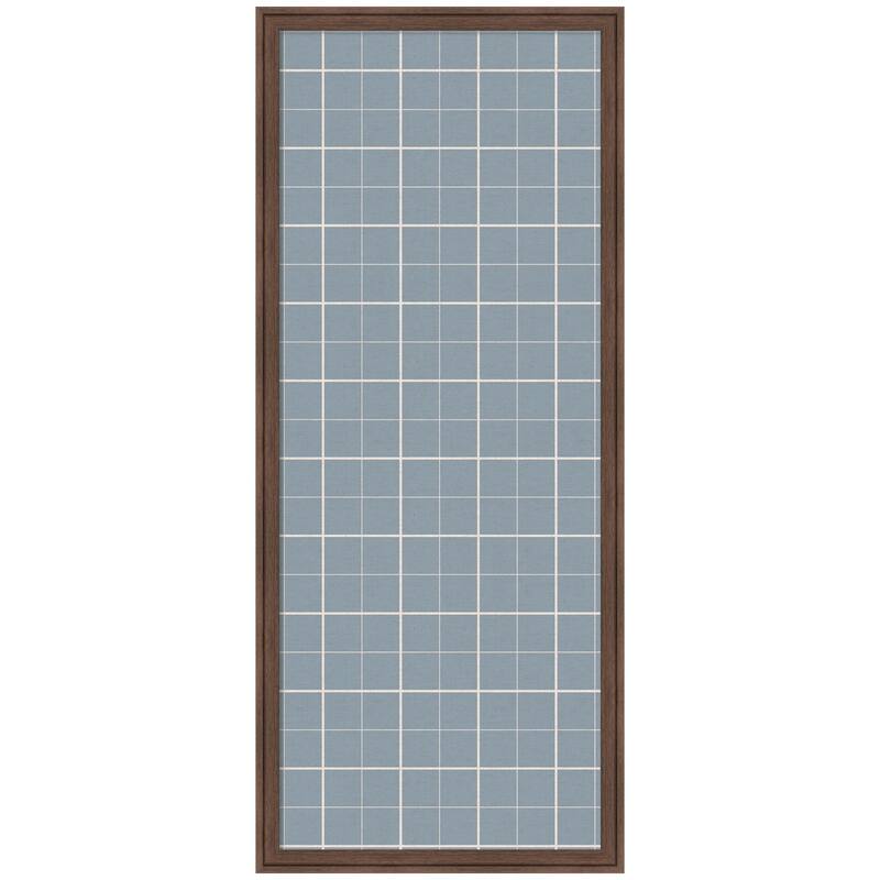 Kate and Laurel Framed Fabric Pinboard Light Blue Plaid Wall Organization - 18 x 42 - Brown