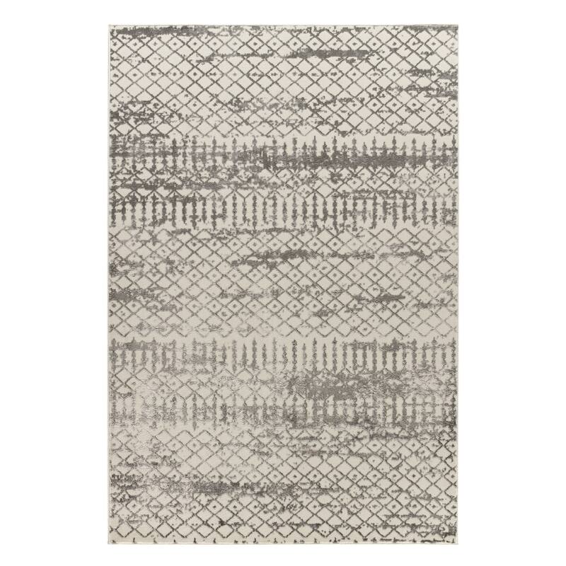 Maz Collection Abstract Geometric Area Rug - 2' x 3' - Cream/Grey