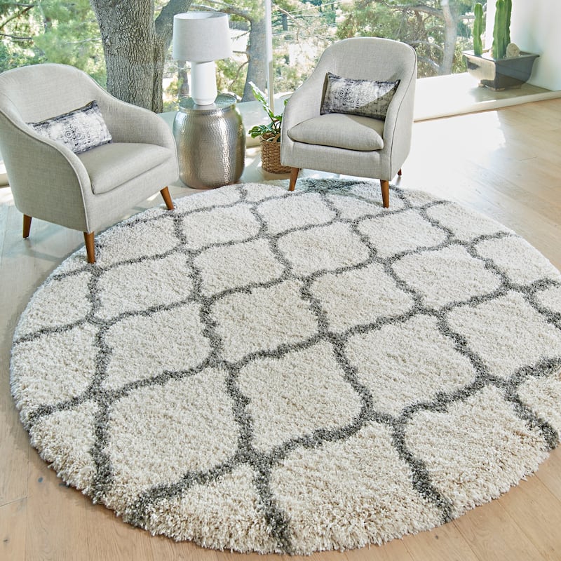 Gertmenian Ultimate Shag Tile Ivory Plush Shag Area Rug