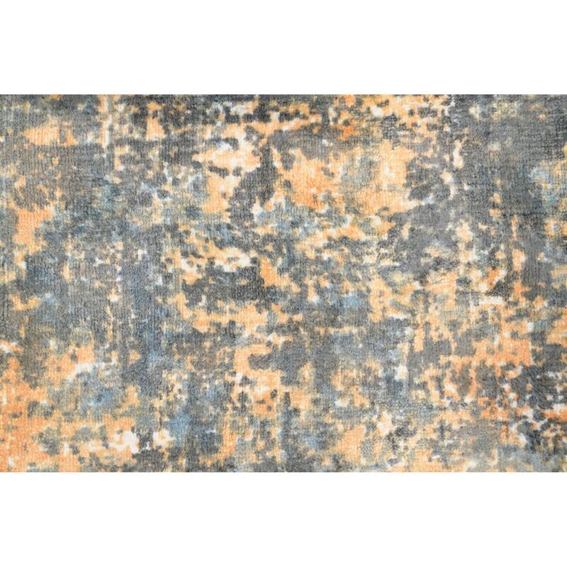 Hand Knotted Oriental Viscose Silk Carpet Modern Abstract Multi-Colored Abstract Area Rug - 4' 0'' X 2' 0''