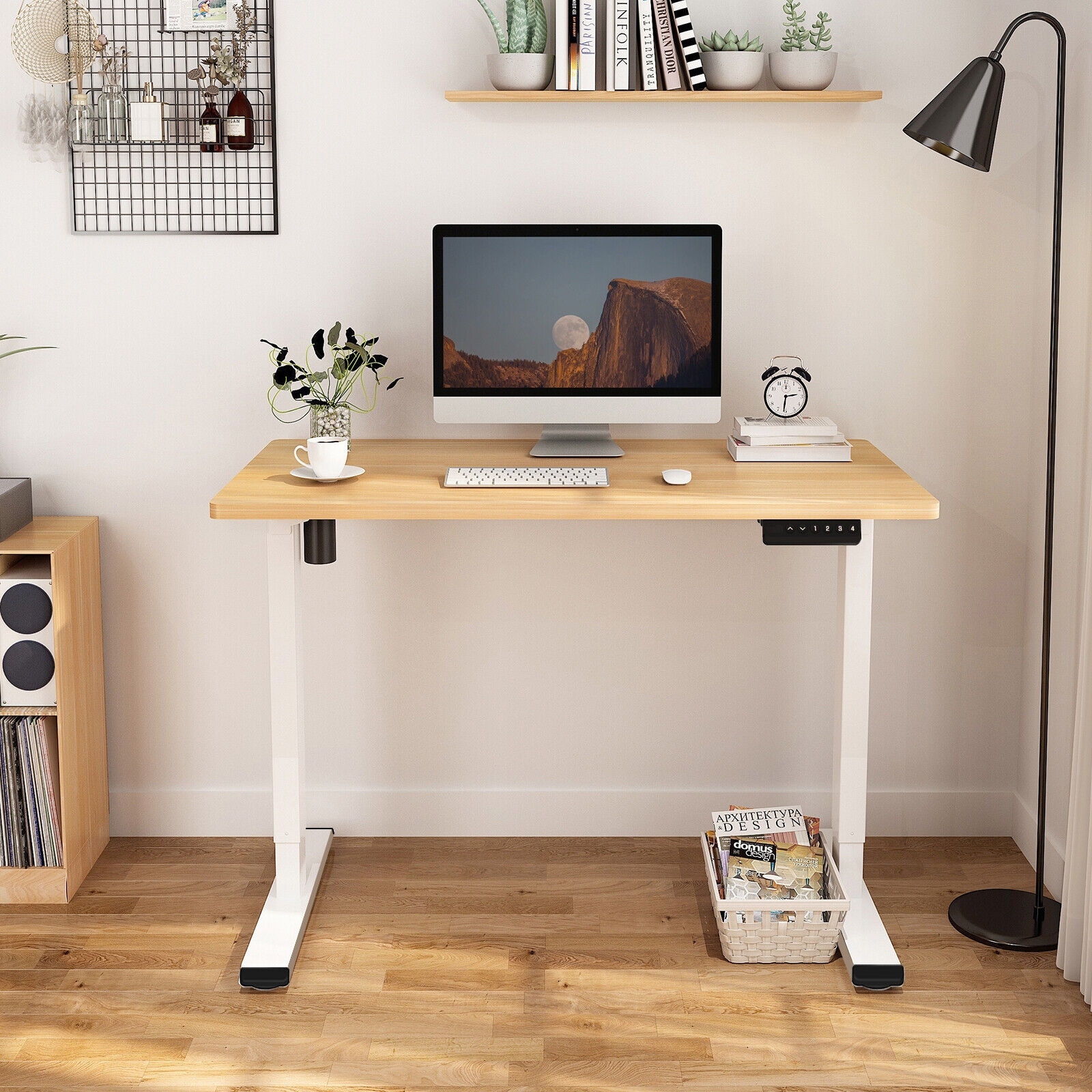 FLEXISPOT Height Adjustable Desk 40 x 24 Inches Small Desk Whole-Piece Desk  Board Electric Sit Stand Desk Home Office Table Standing Desk (Classic