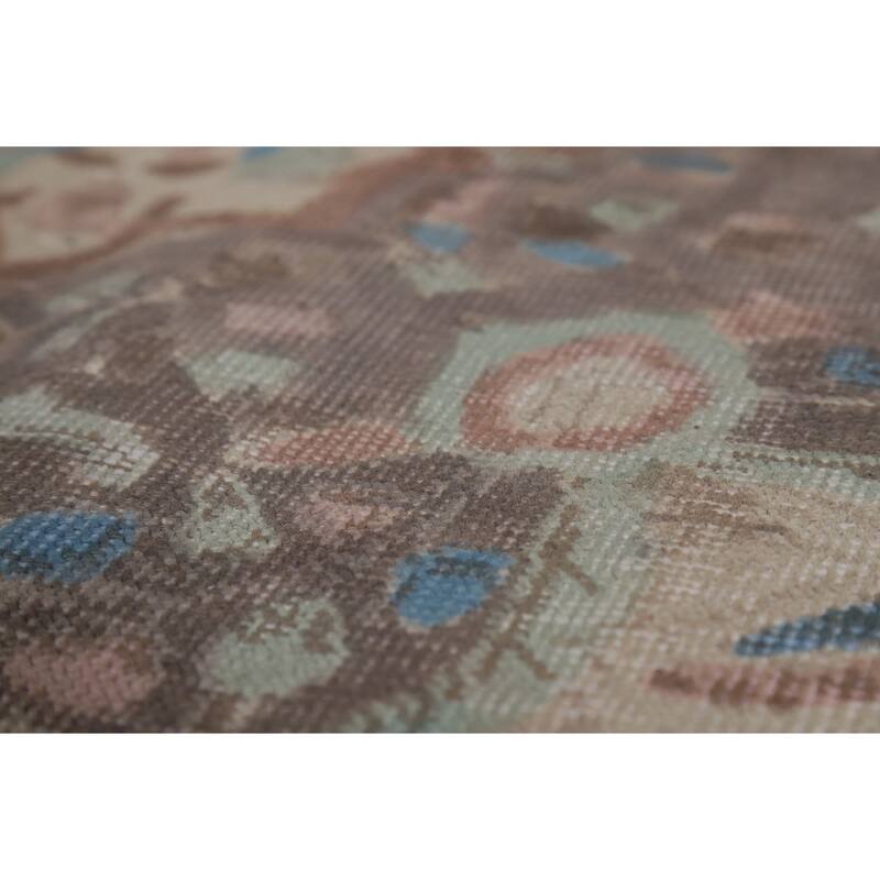 Floral Tabriz Persian Rug Hand-Knotted Traditional Beige Wool Carpet - 6'8"x 10'0"
