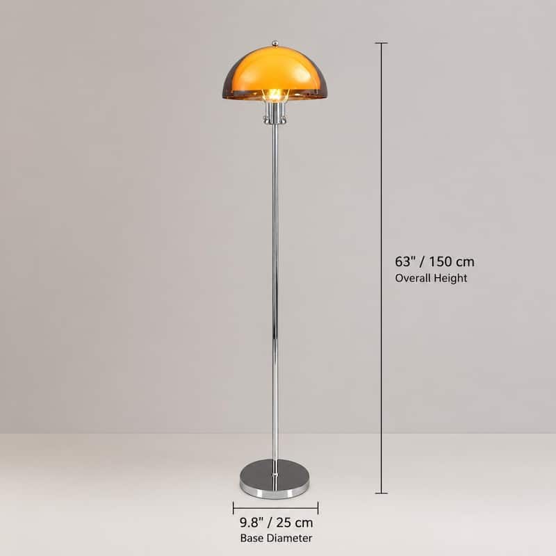 Mid-Century Modern Acrylic Mushroom Floor Lamp with Dual Shade