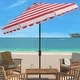 preview thumbnail 3 of 3, SAFAVIEH Maui 9ft Round Outdoor Patio Umbrella - UV Resistant with Crank & Button Tilt Red/White