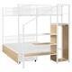 preview thumbnail 5 of 10, White Twin over Full Size Metal Bunk Bed with Drawer and Lateral Storage Ladder and Wardrobe