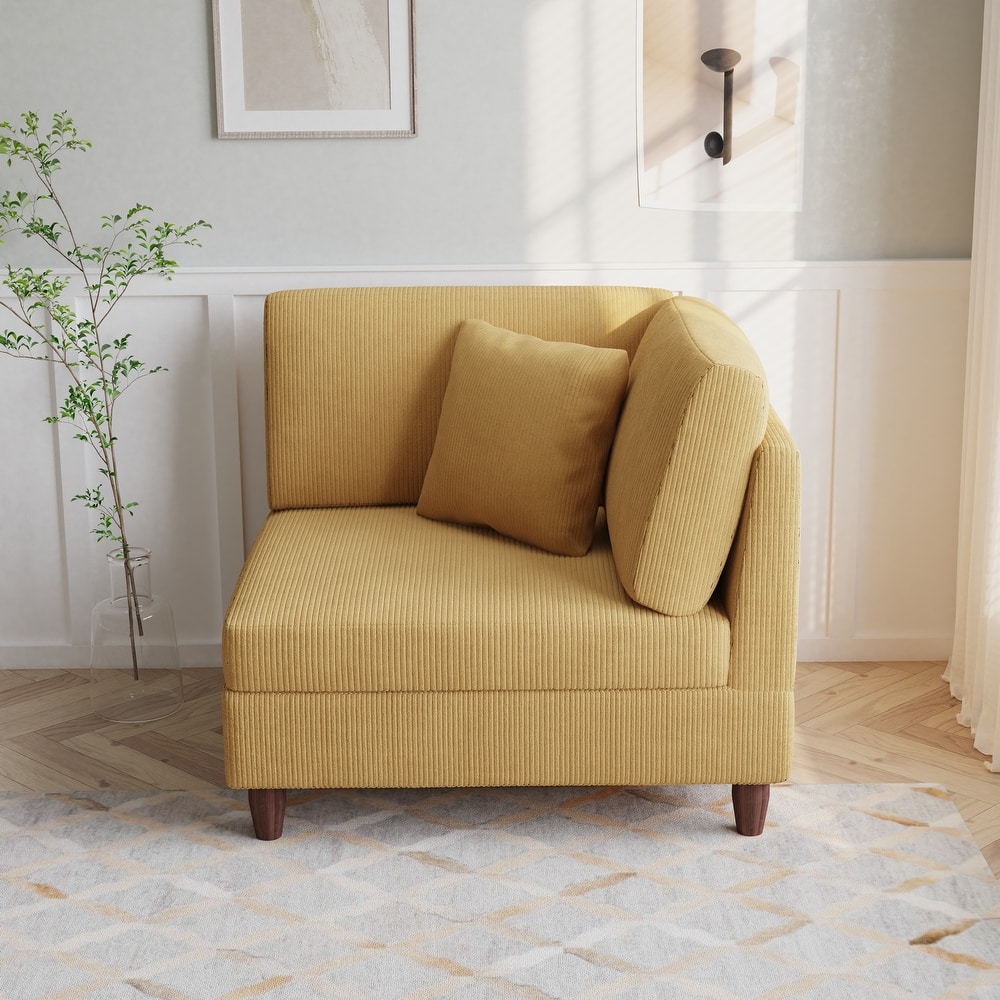 Corduroy Accent Chair with Ottoman Modular Couch Sectional Sofa