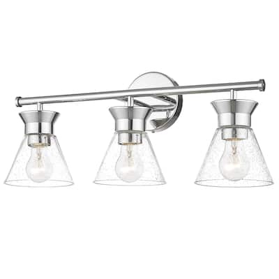3-Light Bathroom Light Fixtures Chrome Finish