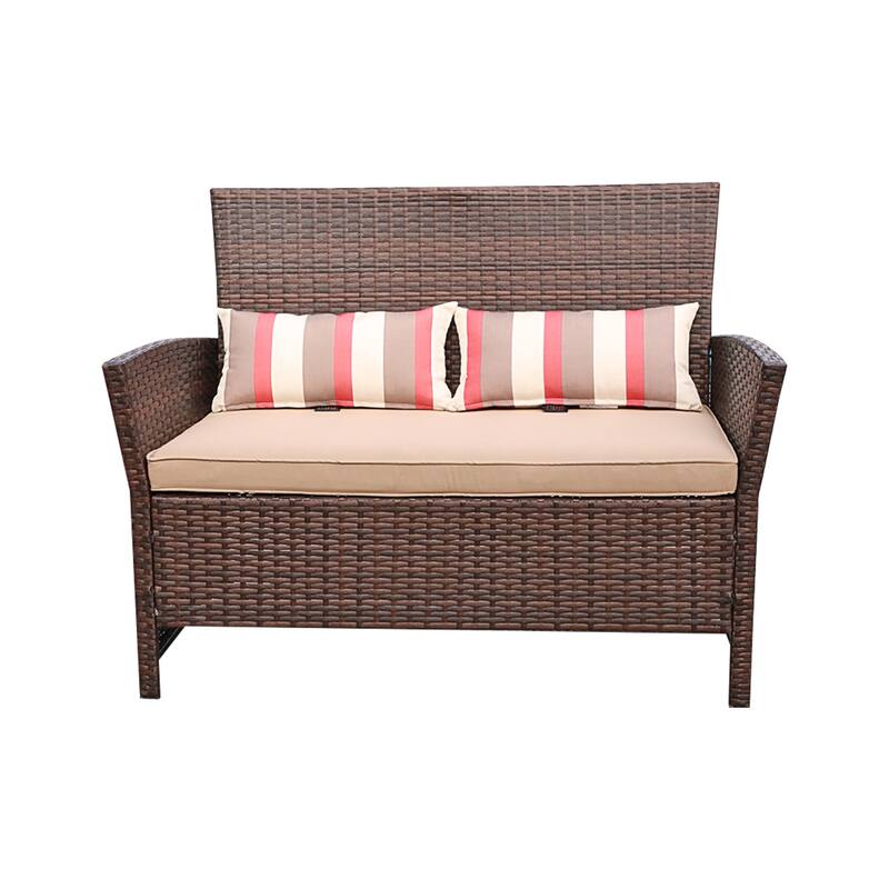 Outdoor Wicker Loveseat with Cushions