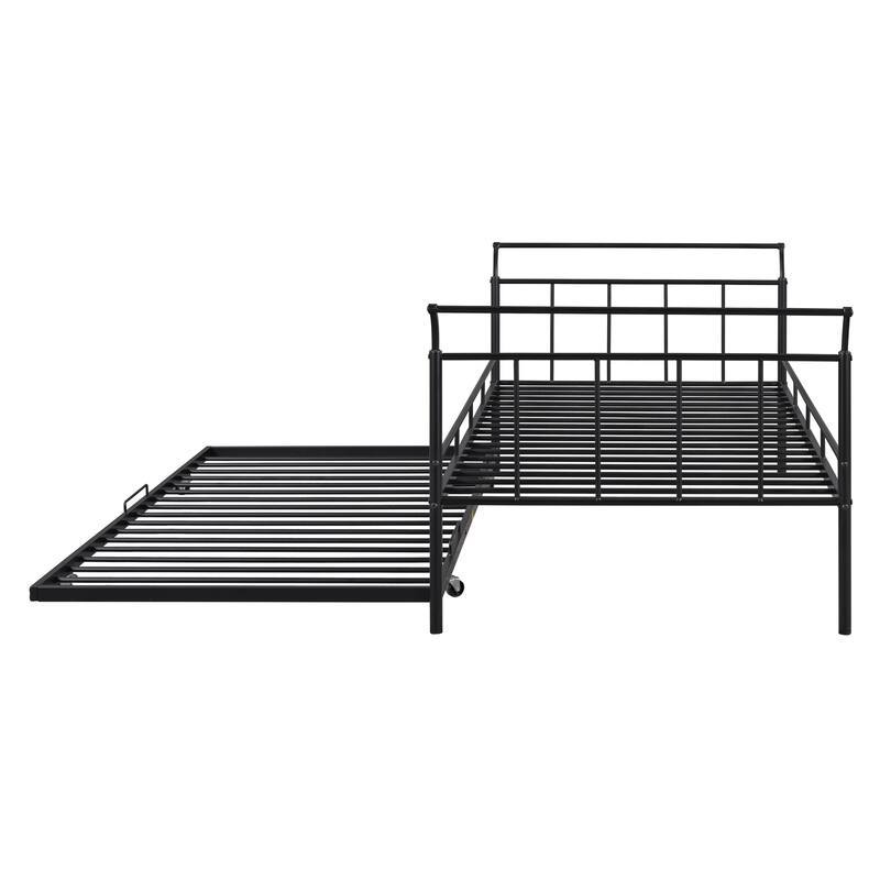 Metal Daybed with Curved Handle Design and Trundle