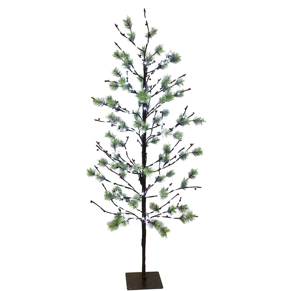 Puleo International 5 ft. Pre-Lit Artificial Christmas Twig Tree