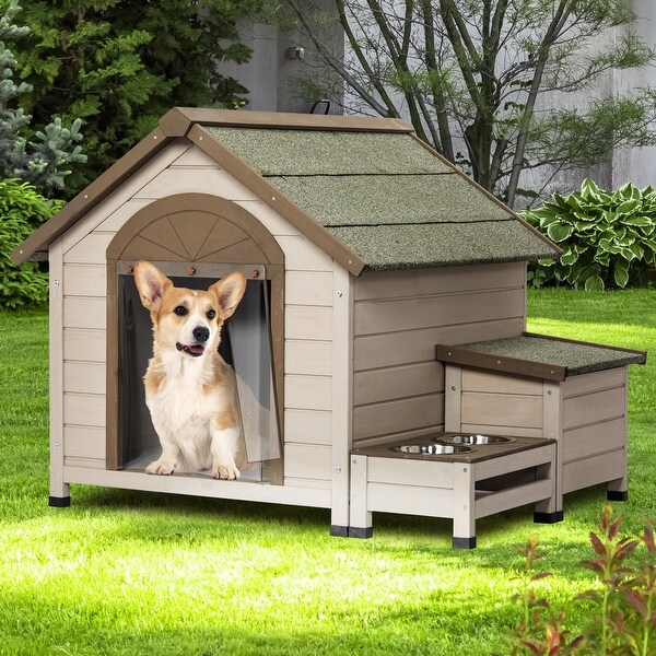 Outdoor Fir Wood Dog House for Small to Medium Dogs. Open Roof
