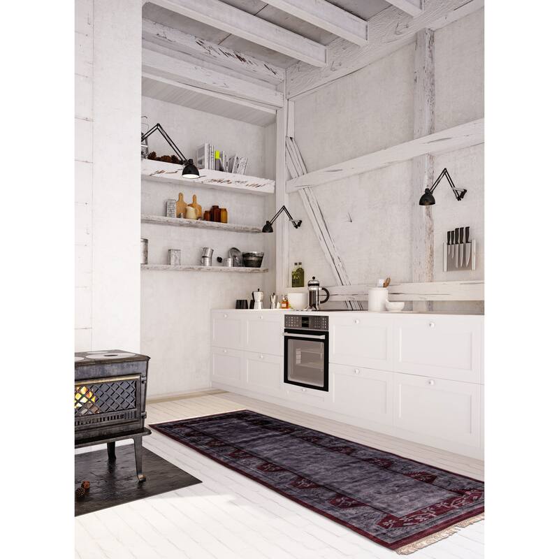 ECARPETGALLERY Hand-knotted Color Transition Grey Wool Rug - 2'9 x 9'5
