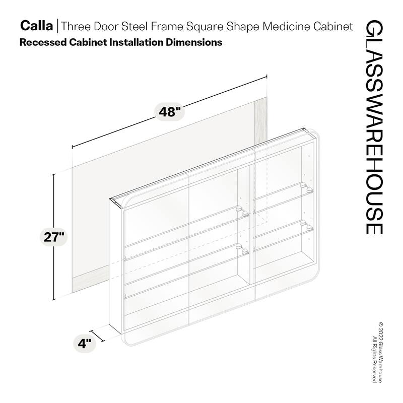 Glass Warehouse SC3-SQ-48X32 Calla 48" x 32" Framed Triple Door