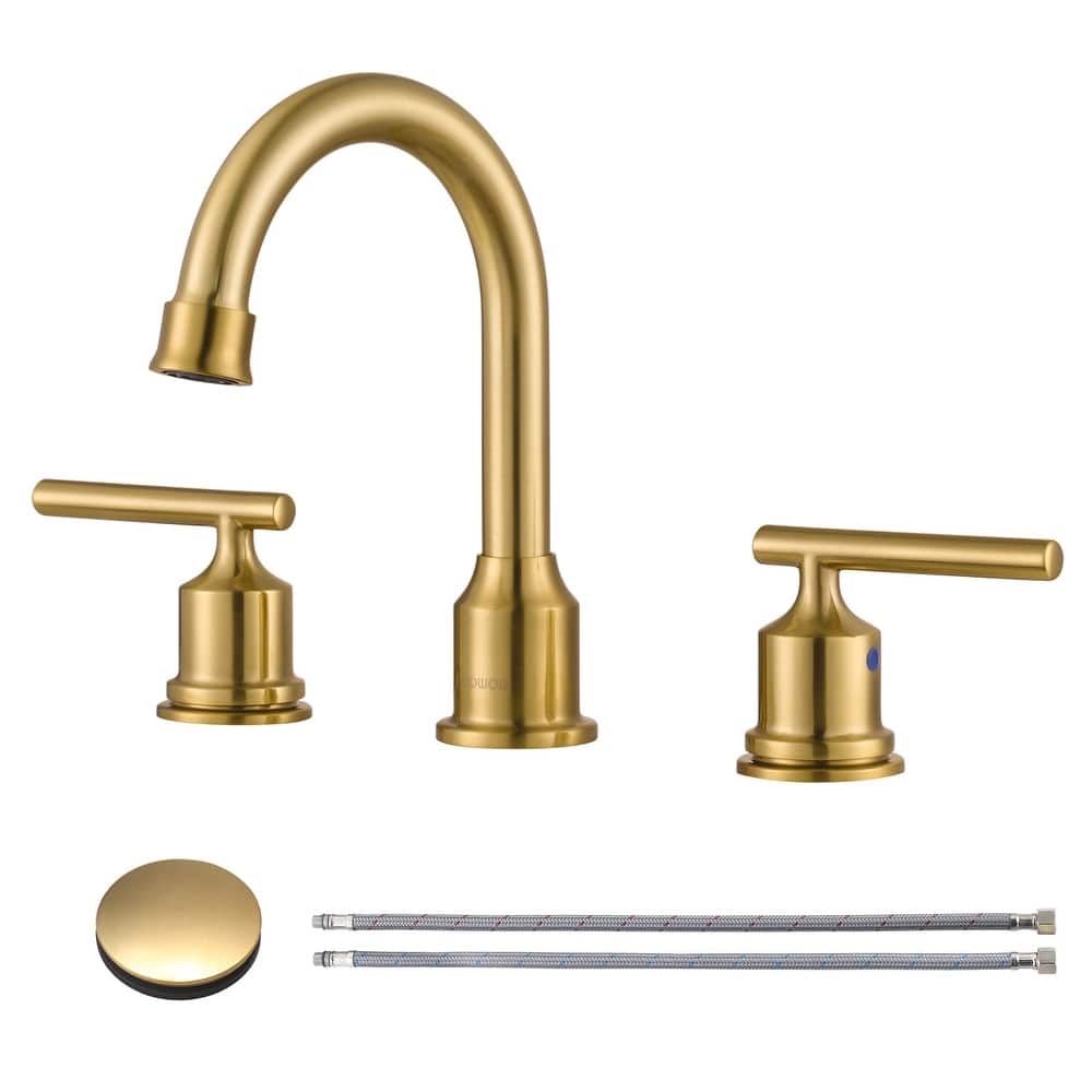WOWOW 8 in. Widespread Double-Handle Bathroom Faucet with Drain Kit