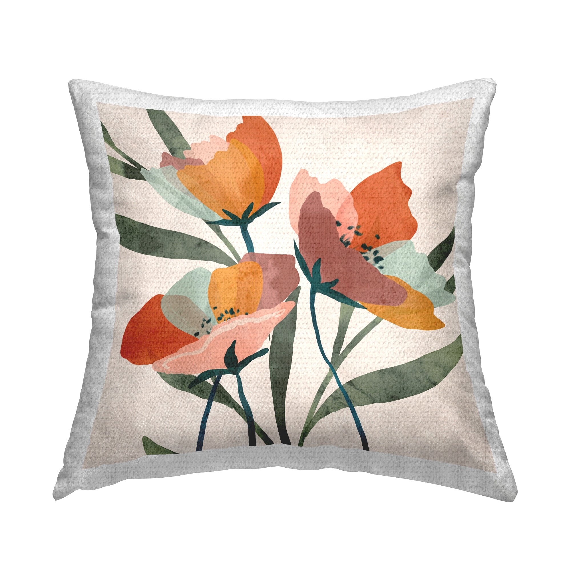 Stupell Vivid Flower Arrangement Abstract Orange Petals Printed Outdoor Throw Pillow Design by Nina Blue