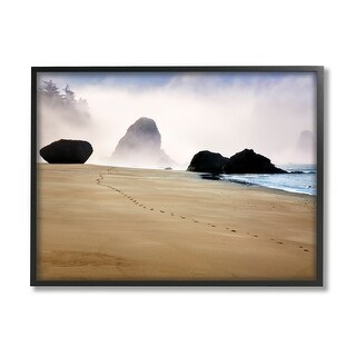 Stupell Beach Sand Footprints Foggy Cliffs Framed Giclee Art by Dennis ...