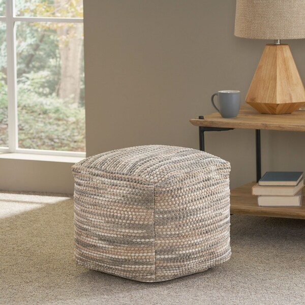 Ayres Handcrafted Boho Fabric Cube Pouf by Christopher Knight Home ...