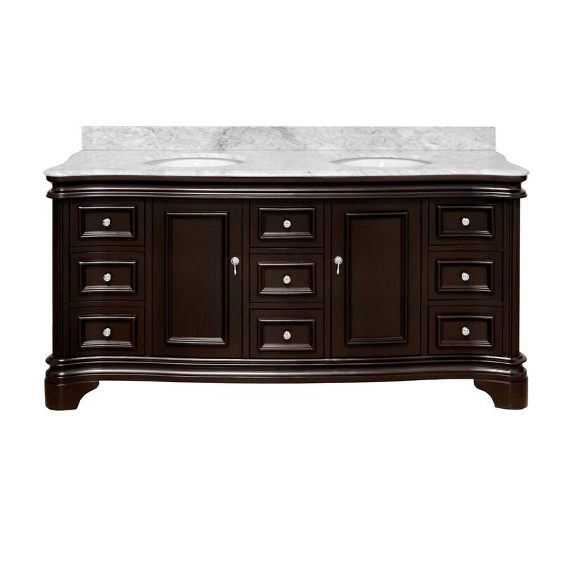 KitchenBathCollection Katherine 72" Double Bathroom Vanity with Carrara Marble Top