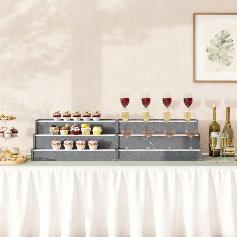 EROMMY LED Lighted Wine & Liquor Display Shelf with Remote, 3-Tier Tabletop Bar Rack, USB Powered