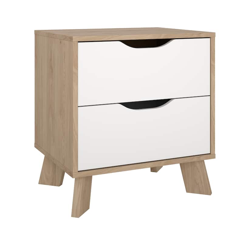 Porch & Den Ikast 2 Drawer Nightstand, Jackson Hickory/White - Jackson Hickory/White