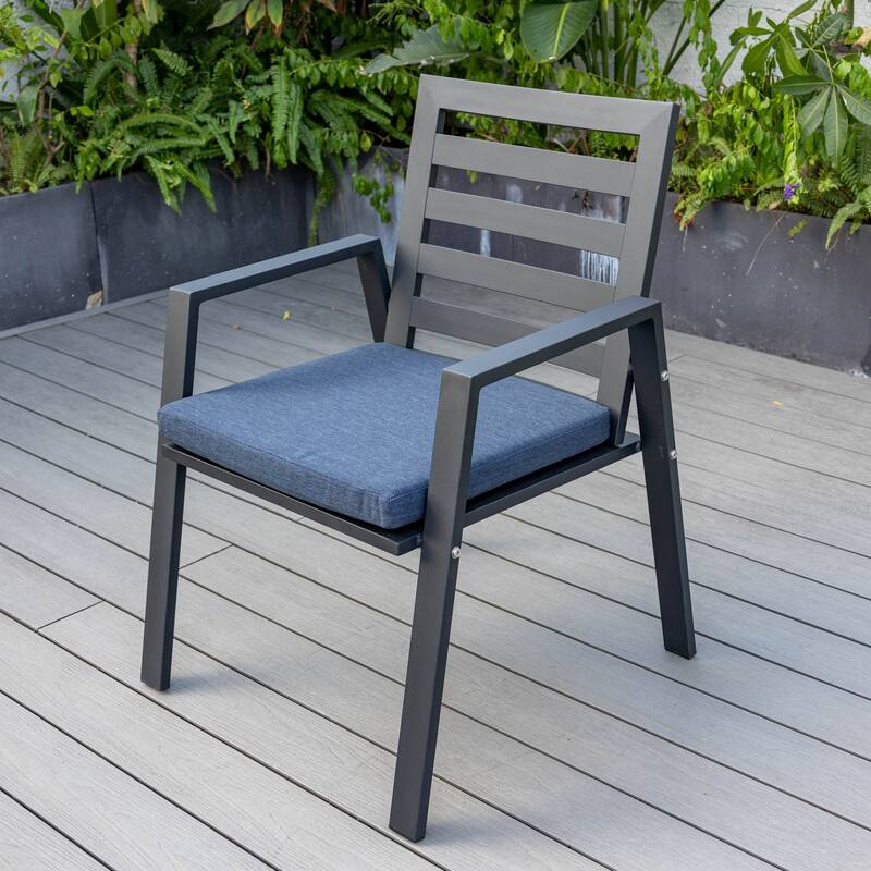 Chelsea 5-Piece Aluminum Outdoor Dining Set 48 in. Round Table and 4 Dining Armchair w/ Cushions