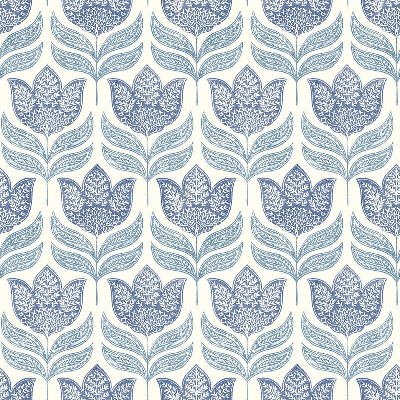 Chesapeake Cathal Blue Tulip Block Print Wallpaper