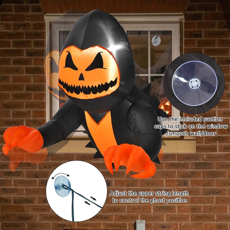 Costway 3.3 FT Halloween Inflatable Pumpkin Head Ghost Broke Out from - See Details