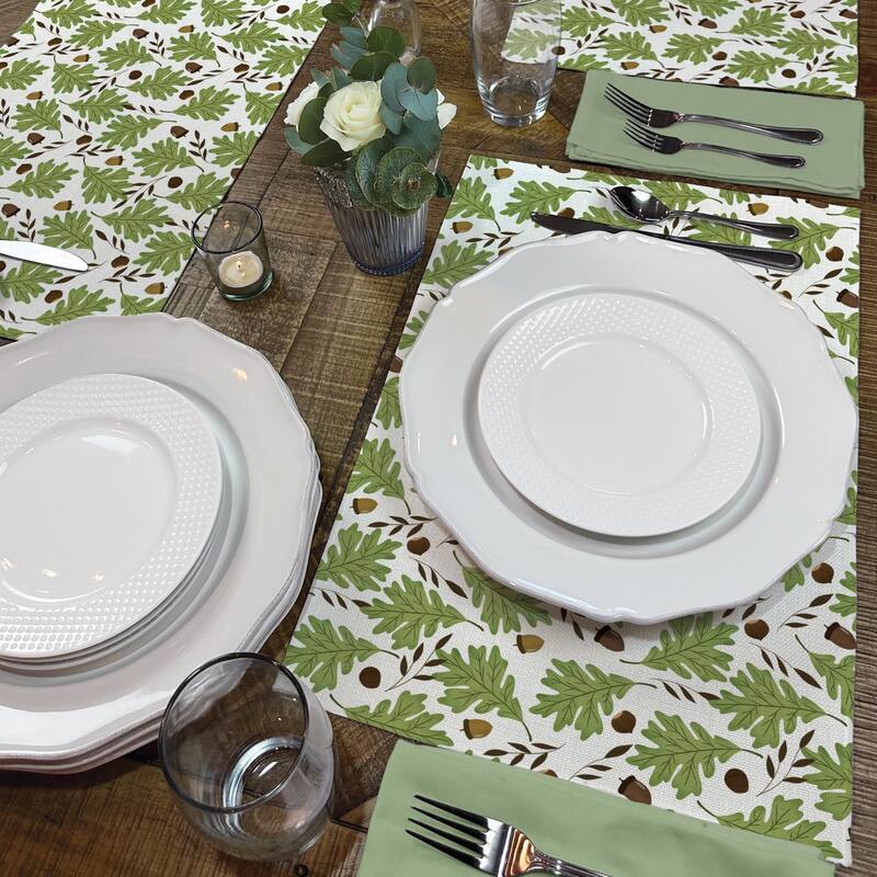 Oak Leaves 4-Pack Poly-Cotton Blend Placemats Manufactured in The USA Machine Washable Dryer Safe