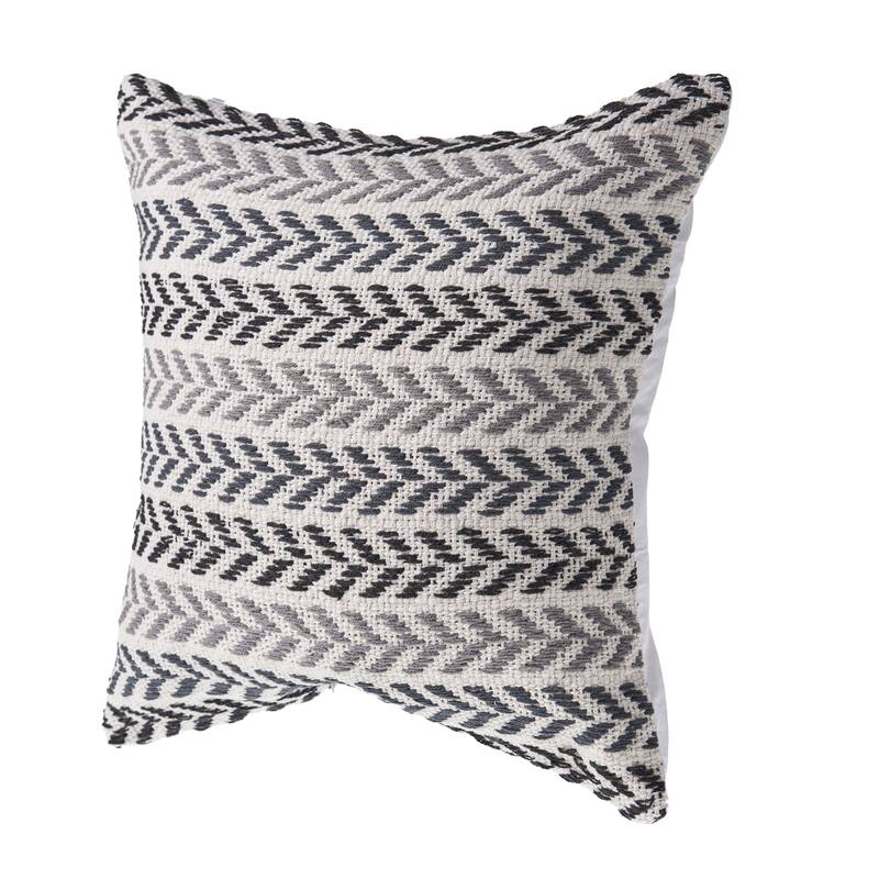 Handwoven Coastal Chevron Throw Pillows - 18" - Gray and Black - Set of 2