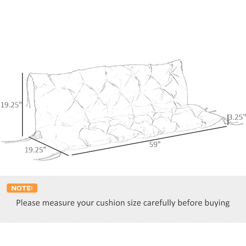 Outsunny 3 Seater Outdoor Seat Pads Bench Swing Chair Replacement Cushions Backrest for Patio Garden