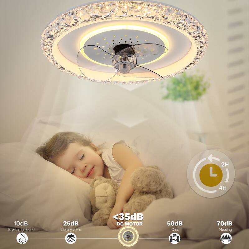 Moasis Dimmable LED 6 Speeds 20" Ceiling Fan Light