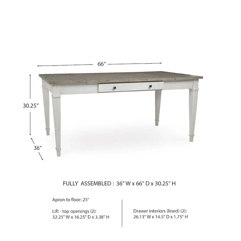 Skempton Casual Rectangular Dining Room Table with Storage, White/Light Brown