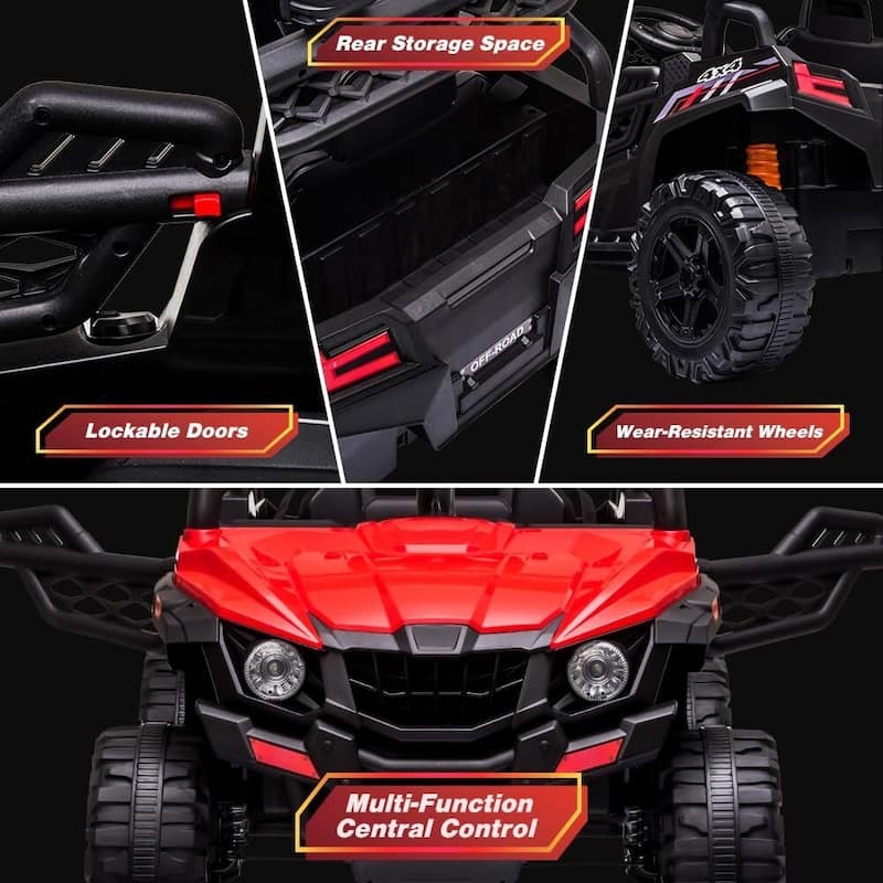 Kids Ride On Utv with Remote Control, 390W Double Motors 12V Kids Ride On Car Truck Toddles Electric Vehicle
